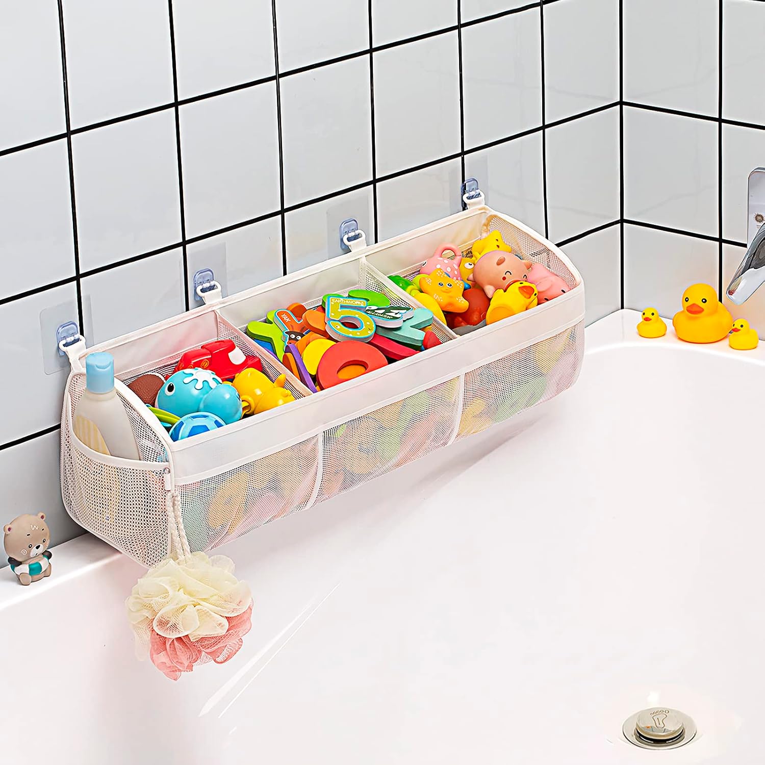 You are currently viewing Original 3 Compartment Horizontal Large Openings Bath Toy Organizer for Tub, Capacity Upgrade Bath Toy Storage and Holder, Bathtub Toy Holder for Easy Access and Sorting of Toys.