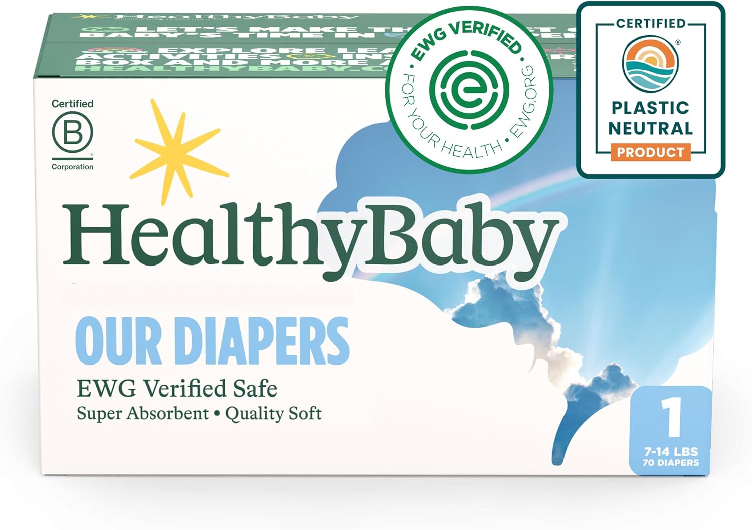 You are currently viewing Our Diapers | EWG Verified Safe & Plant-Based Diapers | Absorbent for Leak Protection | Soft Organic Cotton Shell | Chlorine-Free Diaper for Sensitive Skin | Size 1 (70 Diapers)