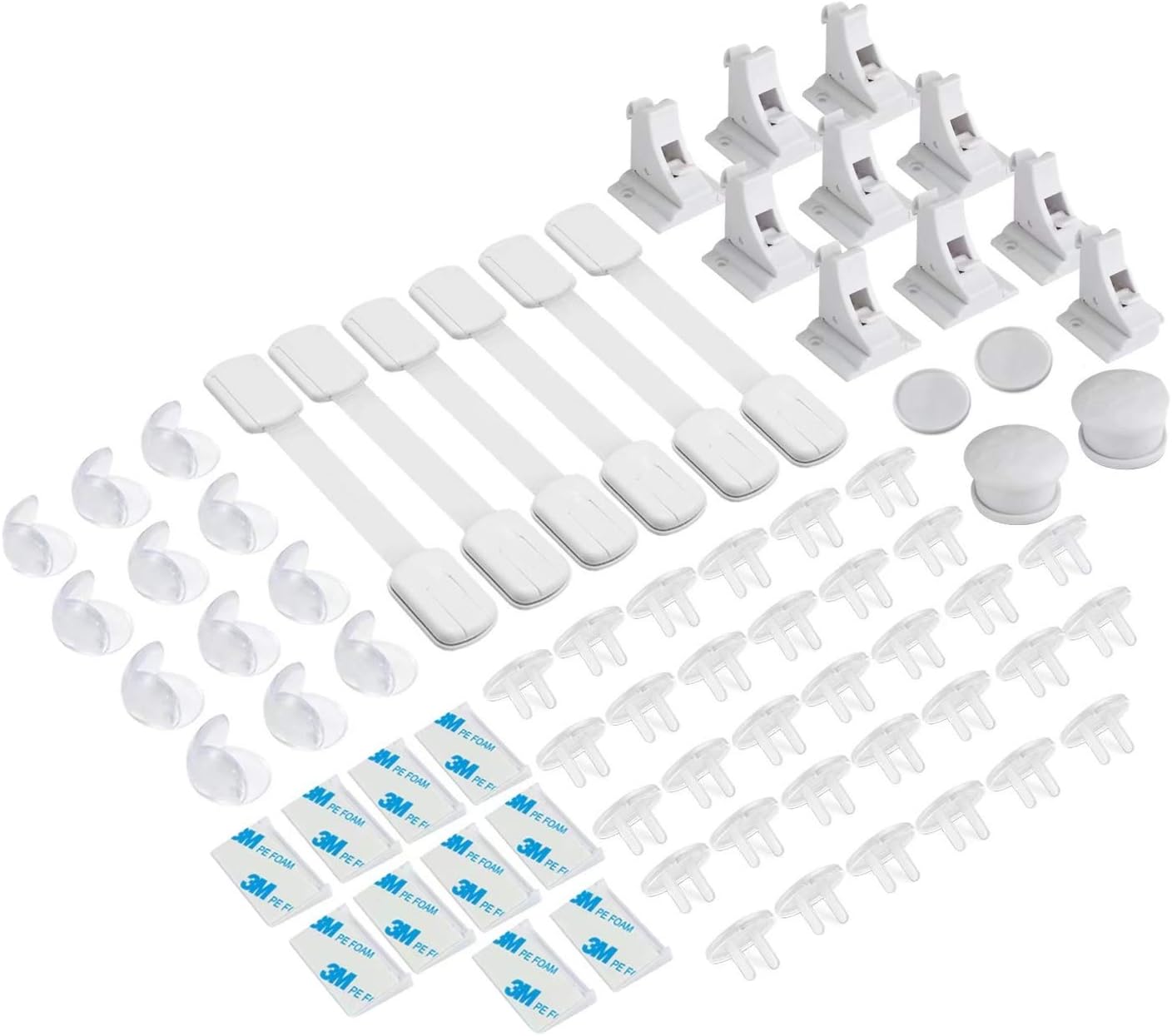 Read more about the article PandaEar Baby Child Safety Proofing Kit 62 Pcs Set, 6 Adjustable Adhesive Cabinet Straps, 12 Clear Corner Protectors Guards, 32 Outlet Plug Covers, 10 Magnetic Cabinet Locks with 2 Keys, No Drill Req