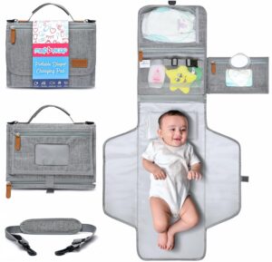 Read more about the article Portable Changing Pad with Shoulder Strap – Detachable Travel Changing Pad – Baby Shower Gifts – Fully Padded & Lightweight – Baby Boy Gifts – Diaper Changing Pad – Changing Mat 27″x22″