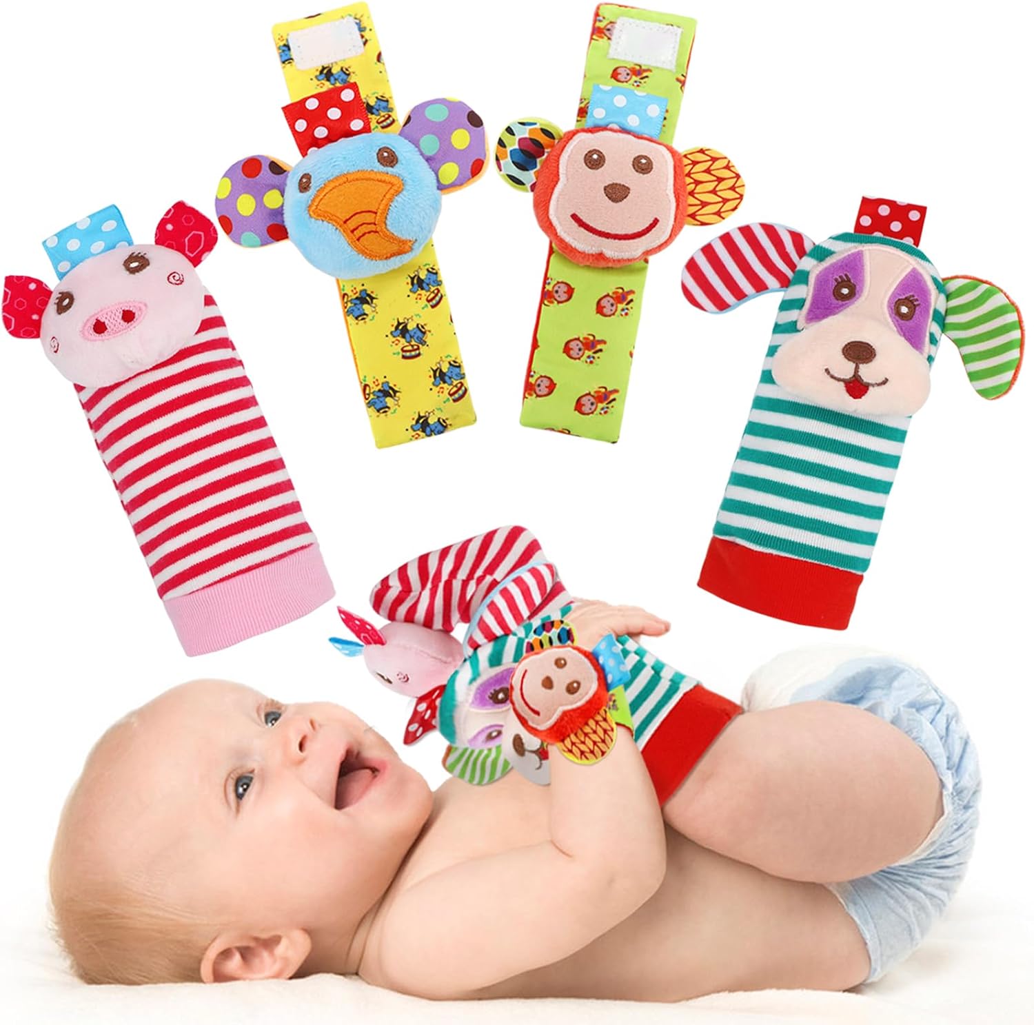 Read more about the article SSK Soft Baby Wrist Rattle Foot Finder Socks Set,Cotton and Plush Stuffed Infant Toys,Birthday Holiday Birth Present for Newborn Boy Girl 0/3/4/6/7/8/9/12/18 Months Kids Toddler,4 Cute Animals