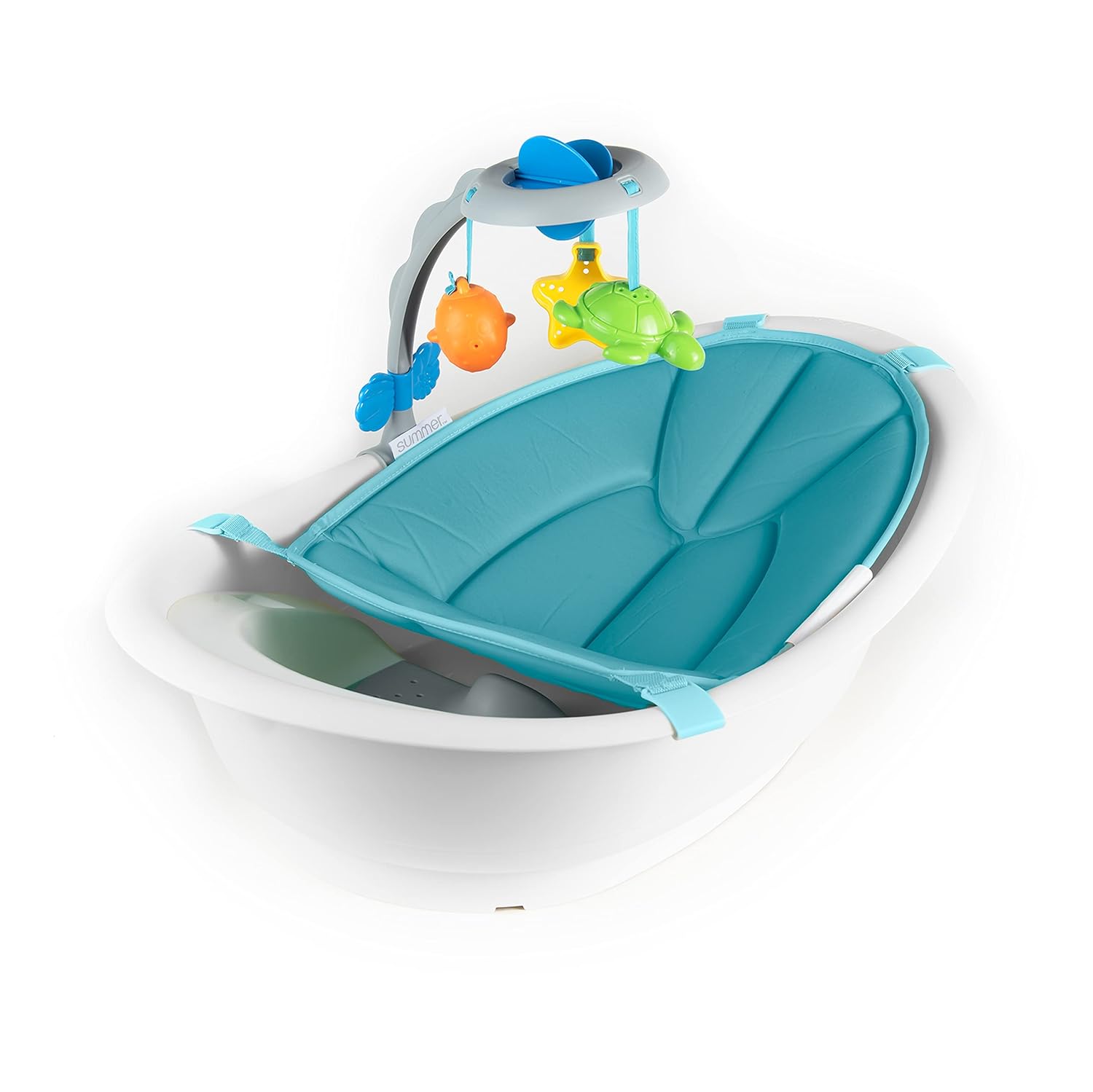 Read more about the article Summer Infant Gentle Support Multi-Stage Tub with Toys – for Ages 0-24 Months – Includes Soft Support, Toy bar and Bath Toys, A Hook for Storage and Dying, and A Drain Plug, White/Blue, One Size