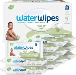 Read more about the article WaterWipes Plastic-Free Textured Clean, Toddler & Baby Wipes, 99.9% Water Based Wipes, Unscented & Hypoallergenic for Sensitive Skin, 60 Count (12 packs), Packaging May Vary