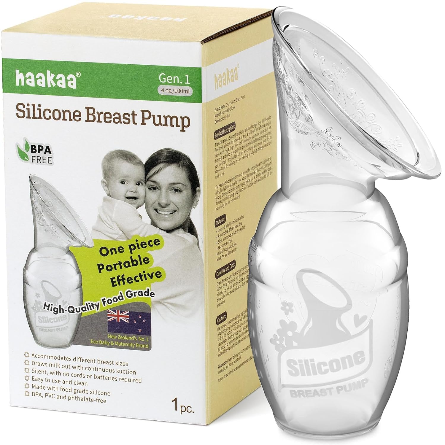 You are currently viewing haakaa Manual Breast Pump for Breastfeeding, Silicone, Clear 4oz/100ml