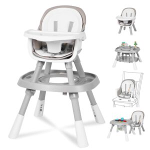 Read more about the article 15 in 1 Baby High Chair, Convertible HighChair for Babies and Toddlers with Activity Play Center/Infant Dining Booster Seat/Building Block Table, Safety Harness&PU Cushion Feeding Chair, Grey