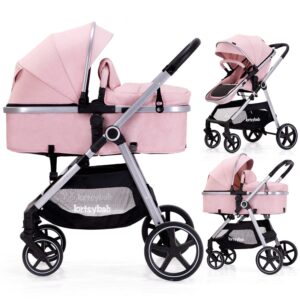 Read more about the article 2-in-1 Baby Stroller with Bassinet Mode – Folding Infant Newborn Pram Stroller with Reversible Seat – Toddler Strollers for 0-36 Months Old Babies (Pink)