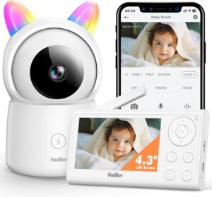 Read more about the article Baby Monitor, 4.3″ Video Baby Monitor with 1080P Camera, Smart 2.4G WiFi Audio Monitor with Remote PTZ, Night Vision, 2-Way Talk, Sleep Mode, RGB Night Lights, Lullabies & 1000ft Range, APP Control