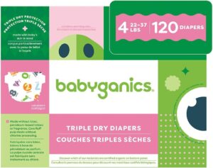 Read more about the article Babyganics Size 4, 120 count, Absorbent, Breathable, Triple Dry Protection Diapers
