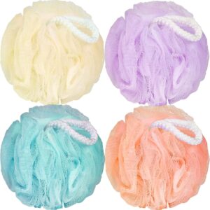 Read more about the article Bath Loofah Sponge Body Scrubber Shower Sponge Exfoliating Mesh Pouf Shower Ball Bath Sponges for Women and Men Bathing Accessories (4Pack 50G Colorful)