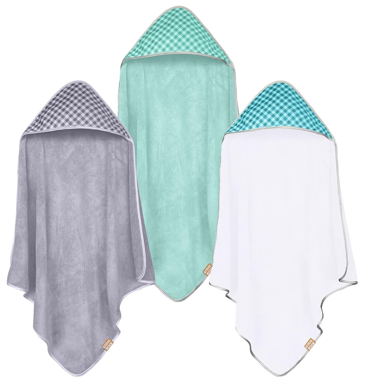 You are currently viewing CORAL DOCK 3 Pack Baby Hooded Bath Towel Sets, Ultra Absorbent Baby Essentials Item for Newborn Boy Girl, Baby Bath Shower Towel Gifts for Infant and Toddler – Classic Neutral Plaid