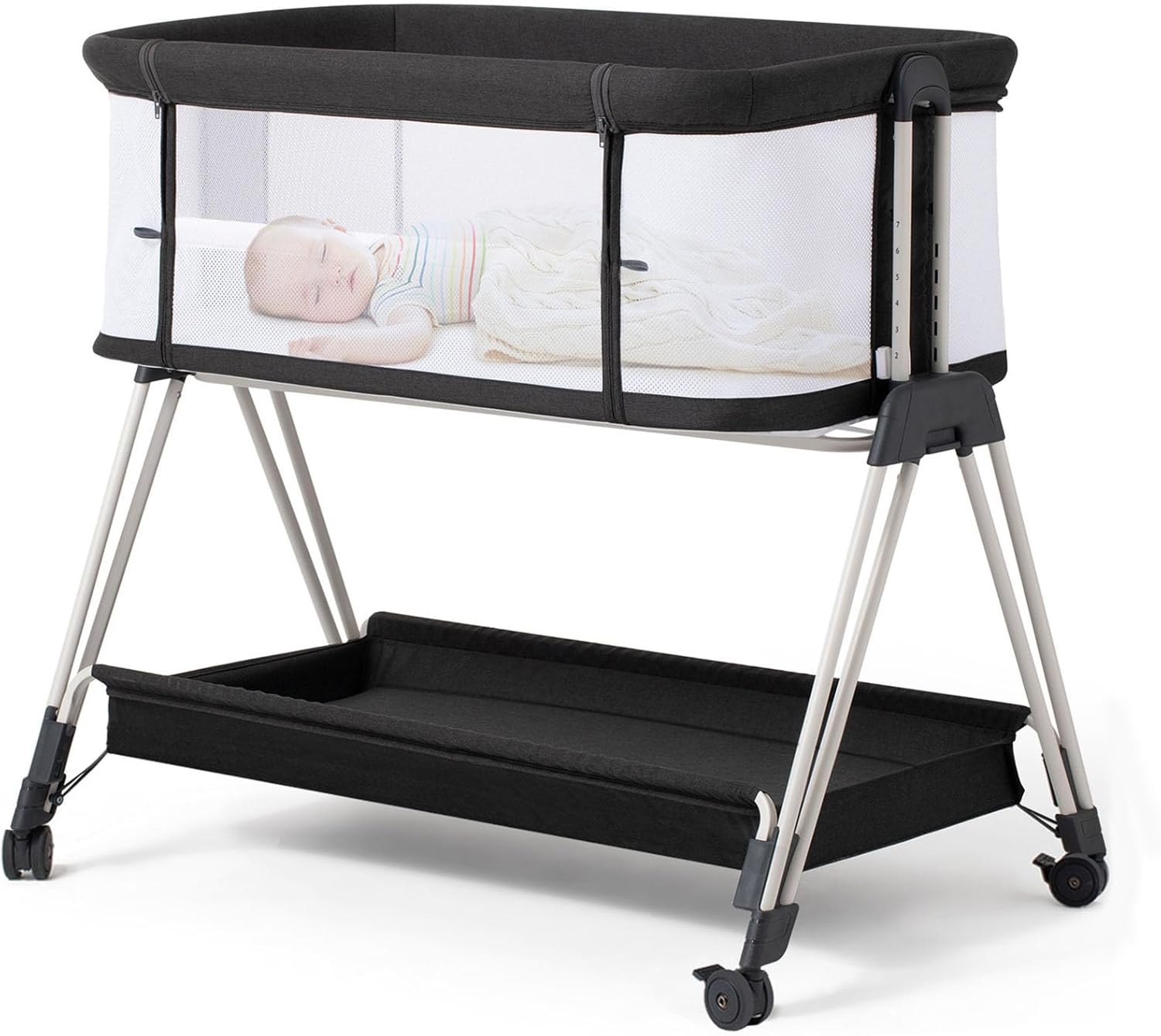 You are currently viewing Fodoss Baby Bassinet Bedside Sleeper with Wheels and Storage Tray,4-Sided Mesh Bedside Bassinet for Infant/Newborn,7 Height Adjustable Easy Folding Bedside Crib