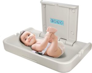 Read more about the article Fold Down Baby Changing Station Wall Mount Horizontal Baby Change Table with Safety Straps for Commercial Restrooms (2 White Granite)