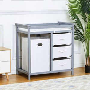 Read more about the article GAOMON Wooden Diaper Changing Table, Modern Baby Changing Table, Infant Diaper Changing Station Dresser with Laundry Hamper, 3 Storage Drawers, and Pad