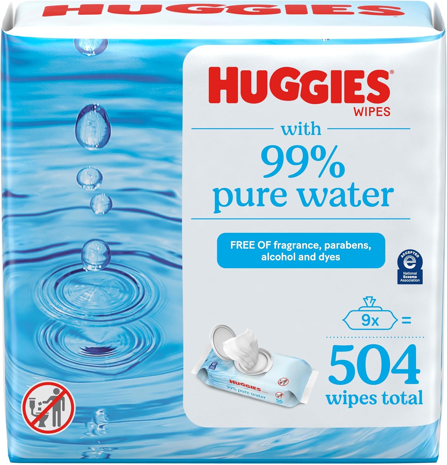 You are currently viewing Huggies 99% Pure Water Baby Wipes, Unscented, 9 flip-top packs (3 Packs of 3), 504 Wipes Total, Packaging May Vary