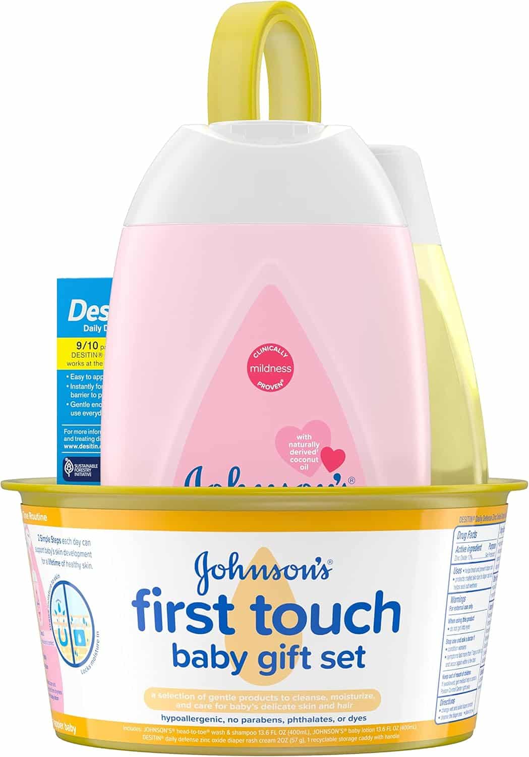 You are currently viewing Johnson’s First Touch Baby Gift Set, Baby Bath, Skin & Hair Essential Products, Kit for New Parents with Wash & Shampoo, Lotion, & Diaper Rash Cream, Hypoallergenic & Paraben-Free, 4 items