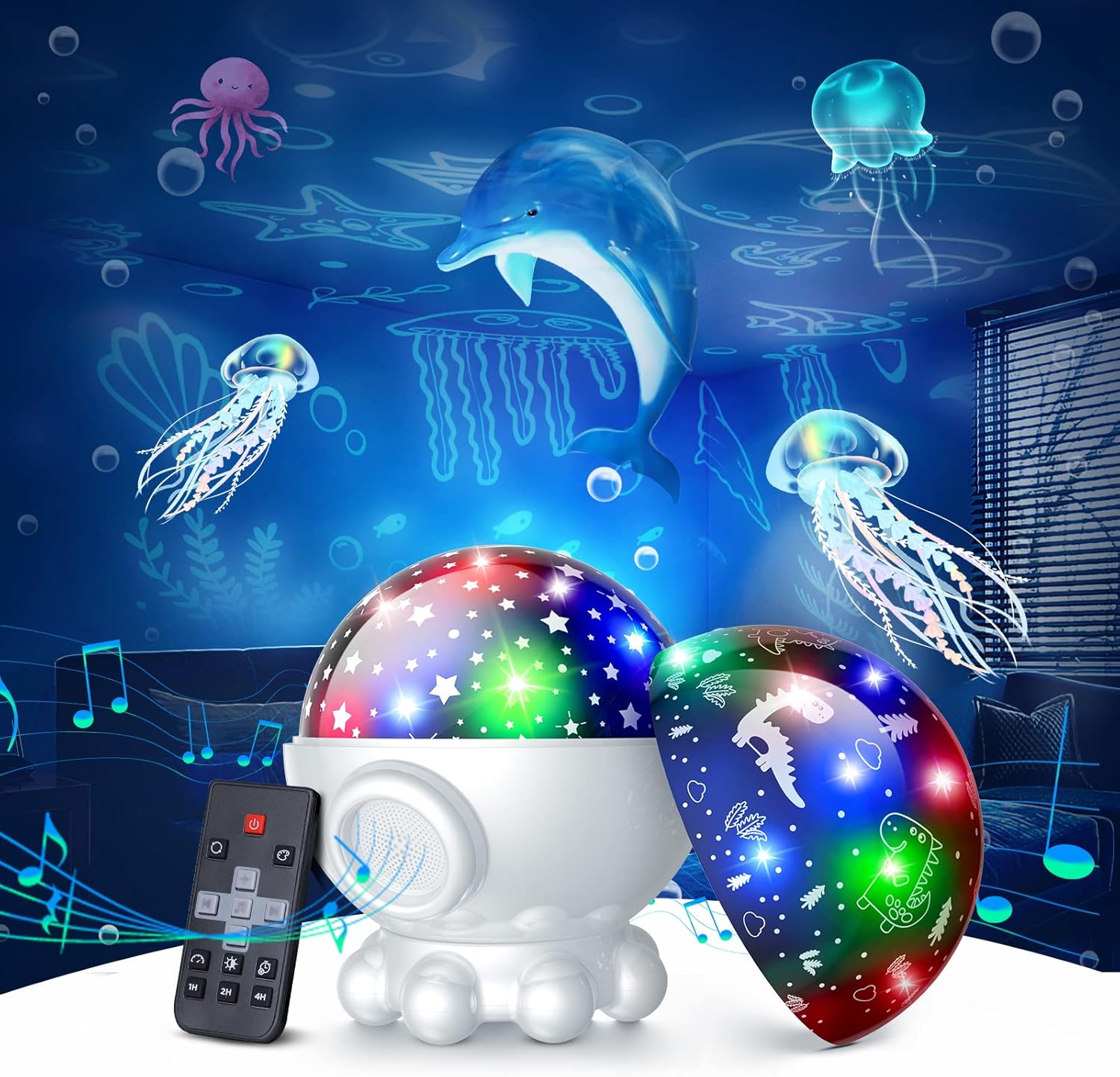 You are currently viewing Night Light Projector,Ocean Star Night Light for Kids Room,Dinosaur Toys with 360° Rotation,Remote and Timer,3 Projection Films,17 Light Modes,9 Lullaby Songs,Birthday Christmas Gifts Kids Toys