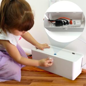 Read more about the article Power Strip Cover Box – Effectively Baby Proofs Power Strip with Patented Dual Lock. Convenient Side Openings for Cords & Cables. Protects Small Hands & Fingers