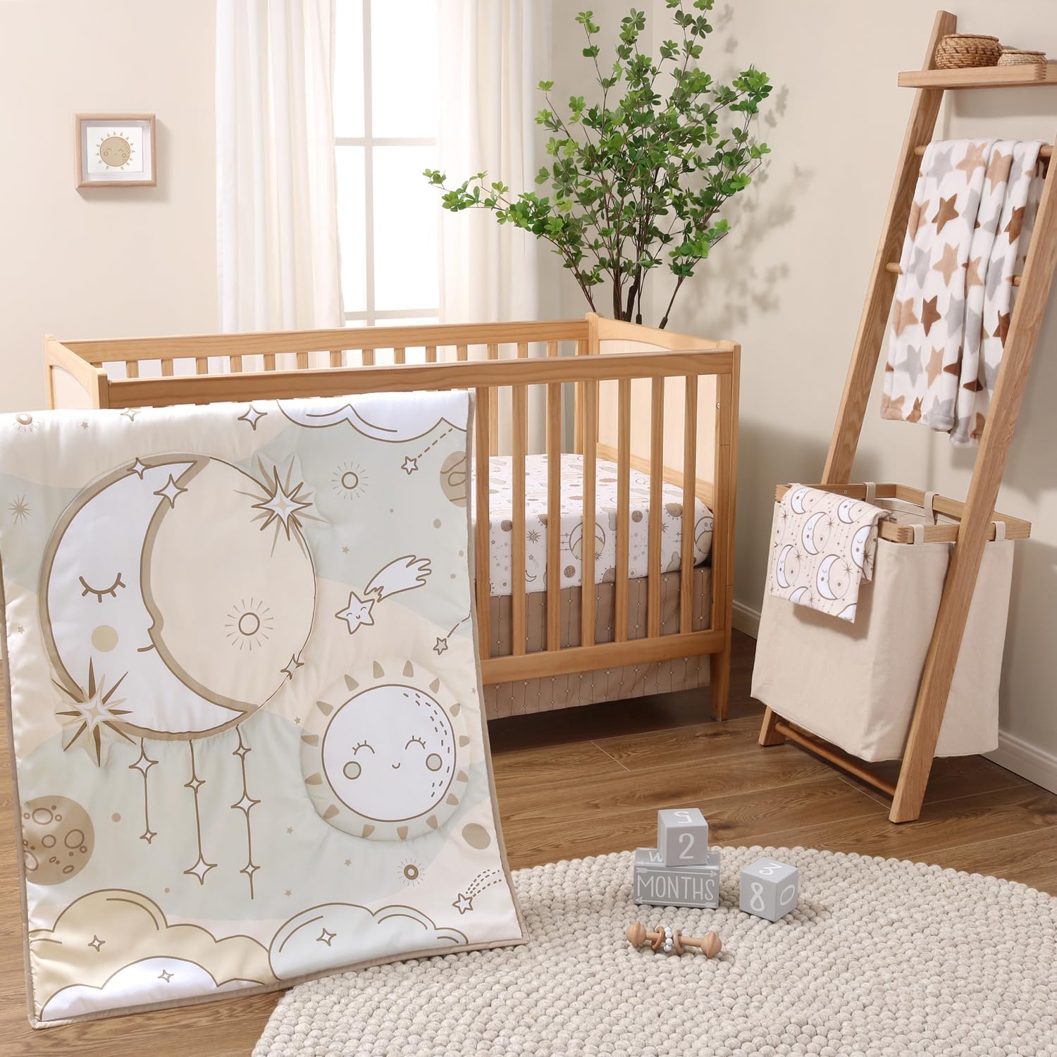 You are currently viewing The Peanutshell 5 Piece Baby Crib Bedding Set for Boys & Girls – Newborn, Infant & Toddler Nursery Bed Set Decor with Fitted Crib Sheets, Blanket, Dust Ruffle, Crib Comforter – Starry Skies