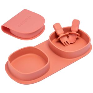 Read more about the article Toddler Plates Travel Essential on the go,Baby Plates with Forks and Spoons Self Feeding 6 months,Foldable,Silicone,BPA Free,Watermelon