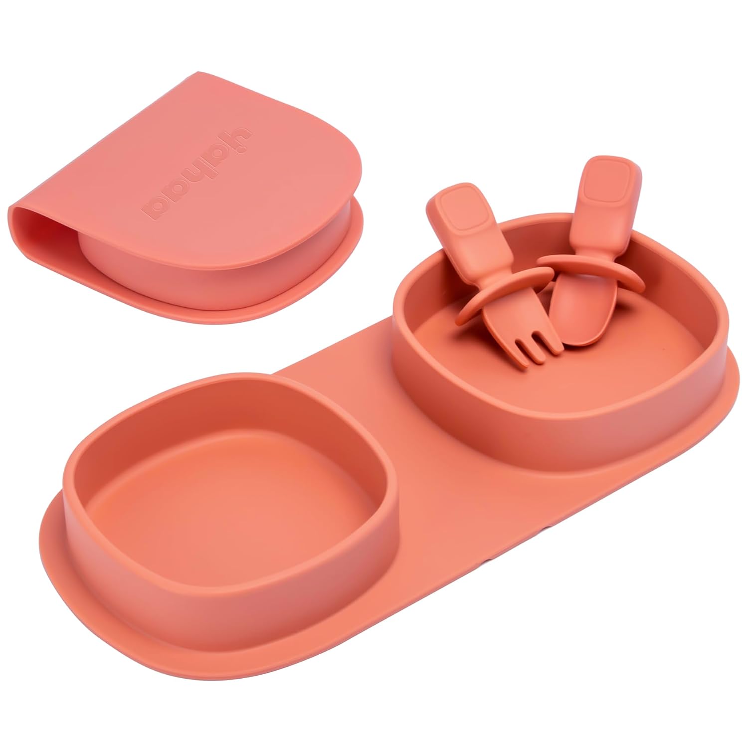 You are currently viewing Toddler Plates Travel Essential on the go,Baby Plates with Forks and Spoons Self Feeding 6 months,Foldable,Silicone,BPA Free,Watermelon