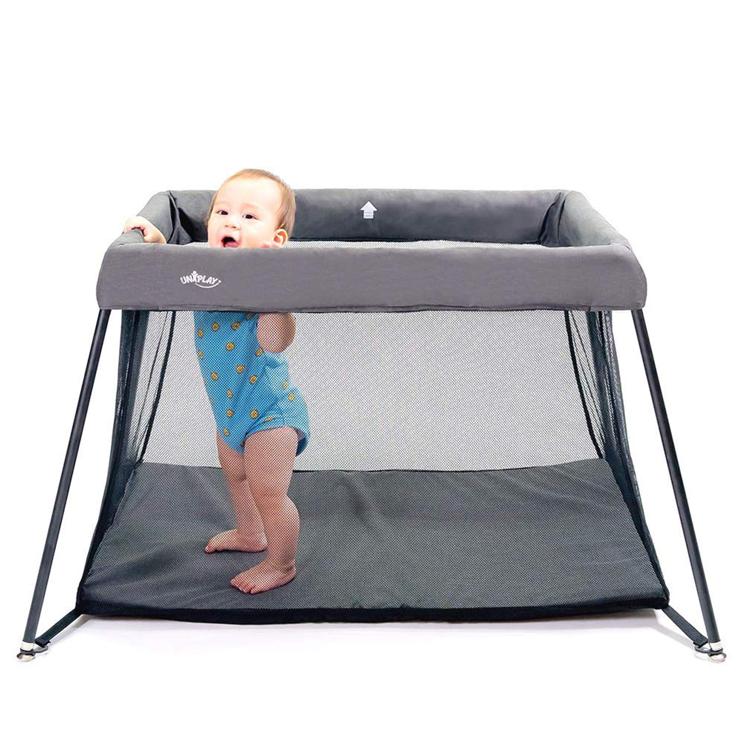 You are currently viewing UNiPLAY Foldable Travel Crib, Lightweight Portable Playpen, Easy to Pack Playard with Comfortable Mattress and Breathable Mesh Liner for Infants and Toddlers No Zipper