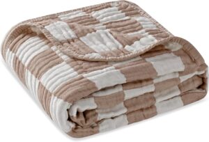 Read more about the article Ultra Soft Muslin Baby Blanket,A Versatile Swaddle and Bed Blanket for Babies, Toddlers, Boys, and Girls (1 Coffee Checkered 1 Pack).