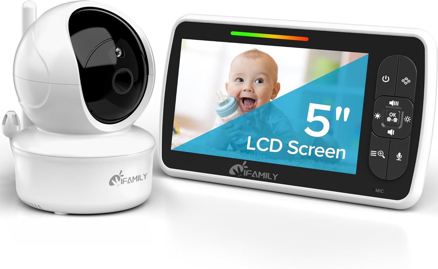 You are currently viewing iFamily Baby Monitor – Large 5″ Screen with 30Hrs Battery Life – Remote Pan-Tilt-Zoom;No WiFi, Two-Way Audio, Night Vision, Temperature, Lullabies, 960ft Long Range Baby Monitor with Camera and Audio