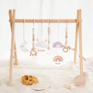 Read more about the article little dove Baby Play Gym Wooden Baby Gym with 6 Toys Foldable Play Gym Frame Activity Gym Hanging Bar, Baby Toy Natural Wood Play Gym Baby Exercise Activity Gym Hanging Bar Newborn Baby Gift