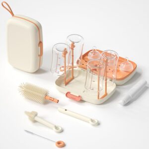 Read more about the article 7in1 Travel Bottle Cleaner kit,Baby Essentials, with Bottle Brush、Nipple Brush、Straw Cleaner Brush、Soap Dispenser、Bottle Drying Rack、Drainage Tray、Storage Box,Baby Travel Essential (White)