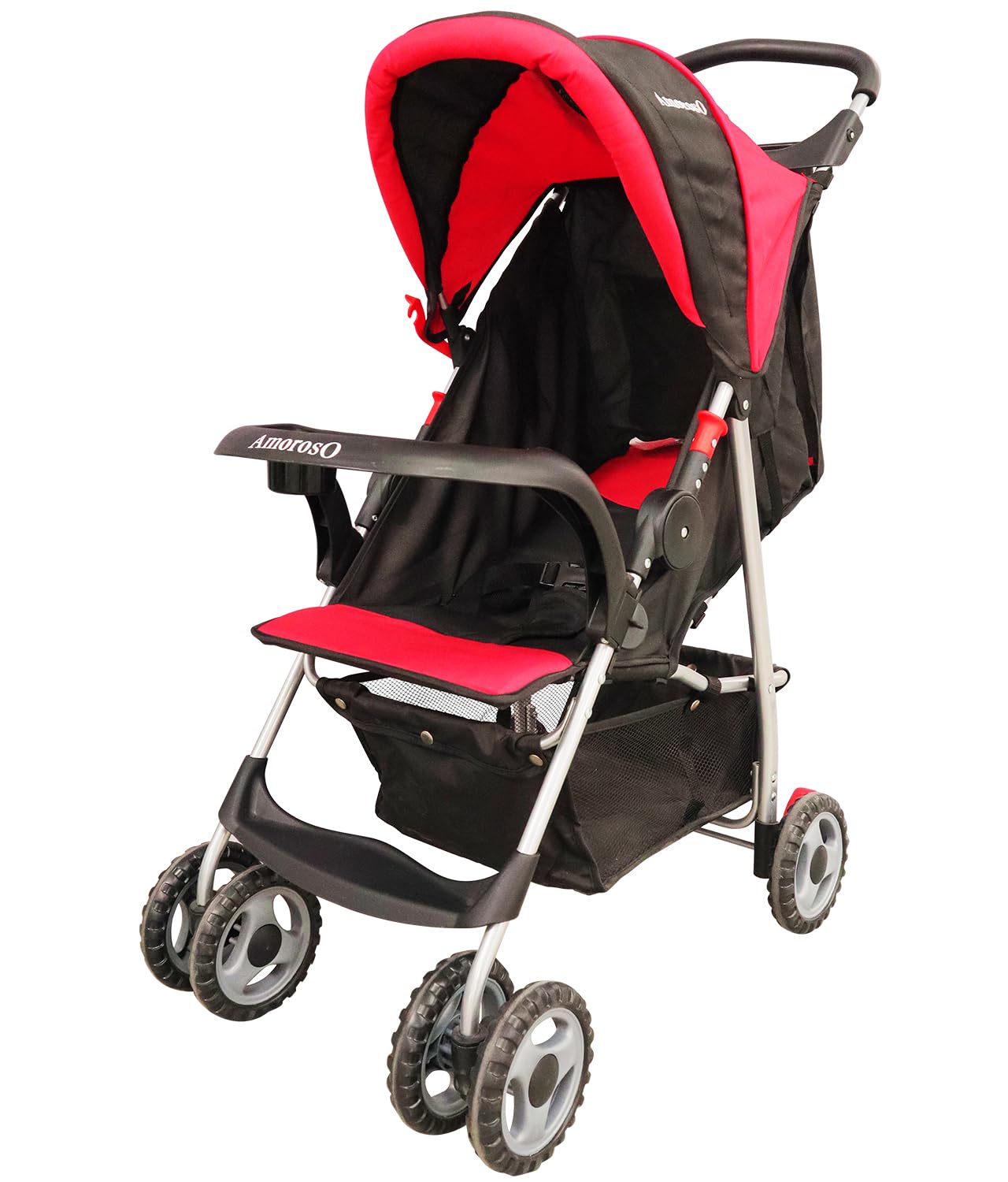 Read more about the article AmorosO Single Stroller – Baby Stroller with Four Wheels – Lightweight Stroller – Convertible Stroller with Extra Storage Space – Foldable Stroller with Sun Protection Hood Cover (Red)