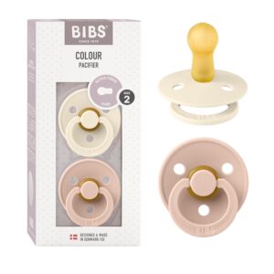 Read more about the article BIBS Pacifiers Colour Collection | Natural Rubber Baby Pacifier | Set of 2 BPA-Free Soothers | Made in Denmark | 6+ Months (Pack of 2) | Blush/Ivory