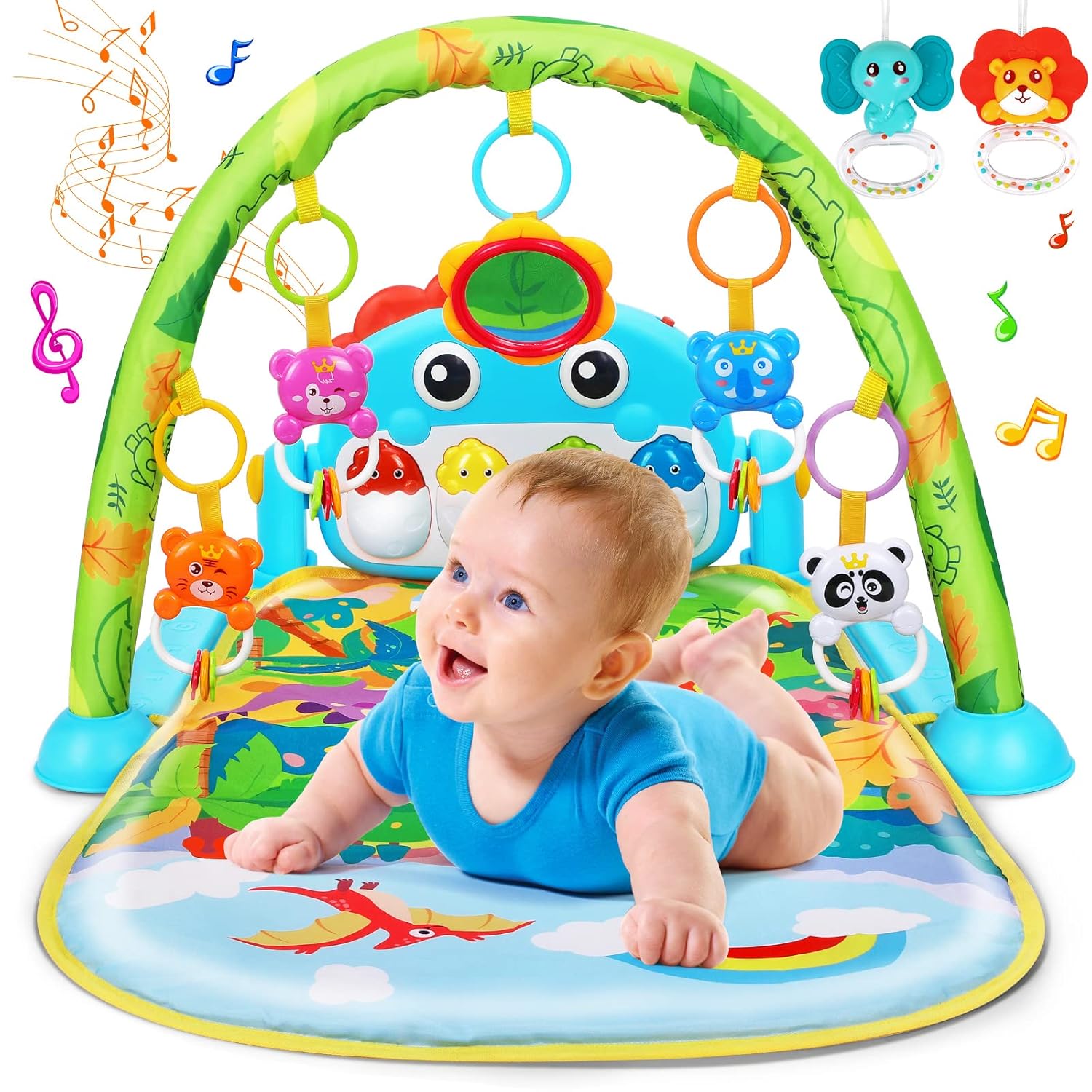 Read more about the article Baby Gym Play Mats Baby Toys Tummy Time Mat Toys Musical Activity Center for Newborn Infant Toys Piano Baby Play Mat Music & Light Newborn Infant Gifts for Baby Toys 0-3 6 9 12 Months, Dinosaur Style