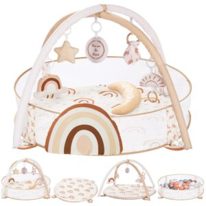 Read more about the article Crisschirs 6-in-1 XL Large Baby Gym & Ball Pit, Play Mat & Play Gym, Combination Baby Activity Gym with Milestone Cards for Sensory Exploration and Motor Skill Development, Balls are not Included