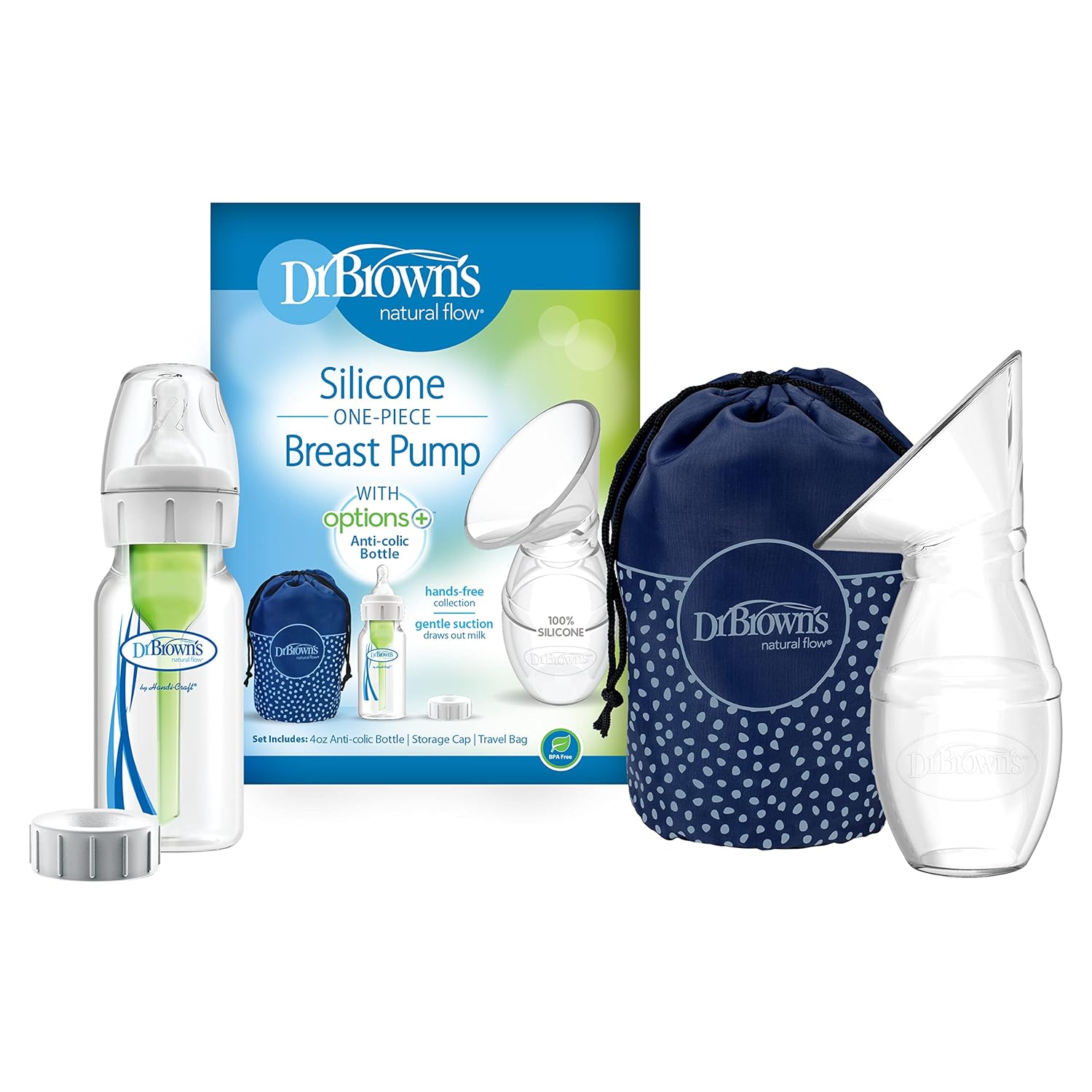 Read more about the article Dr. Brown’s 100% Silicone One-Piece Breast Pump,Hands-Free Breast Milk Collector with Anti-Colic Options+ Baby Bottle (4 oz/120 mL),Level 1 Nipple,Travel Lid and Travel Bag