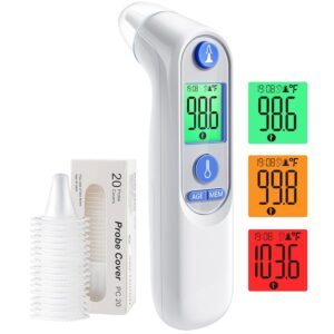 Read more about the article Ear Thermometer, Digital Ear Thermometer for Kids and Adults, High Accuracy Baby Thermometer with 1s Result, 3-Color Coded and 30 Memory Recall, Easy to Use, with 21 Disposable Probe Covers