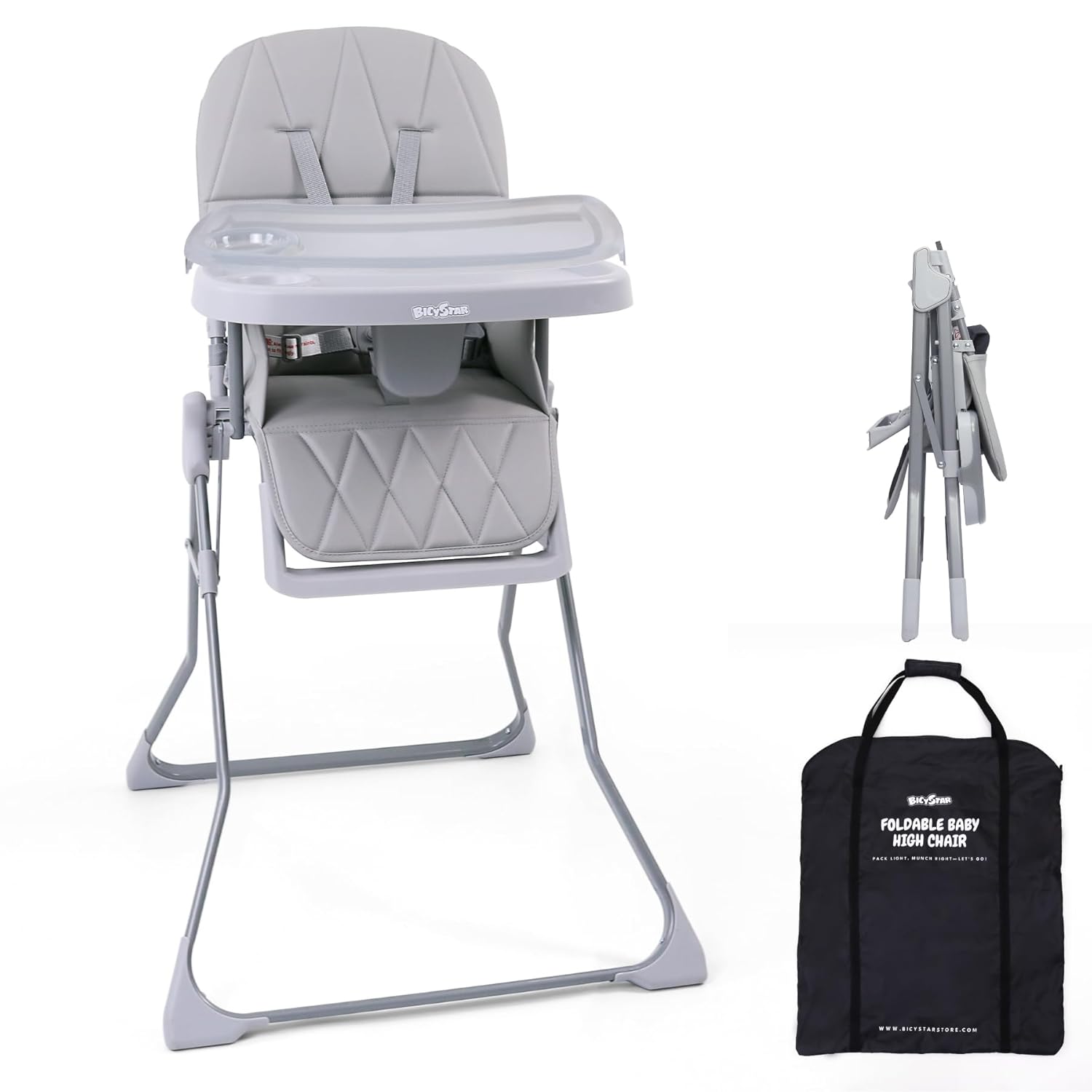 You are currently viewing Foldable Baby High Chair with Easy Clean Double-Layer Tray, Adjustable Foot Rest, Safety First 5 Point Harness, Compact Space Saver Baby Feeding Chair Portable for Travel