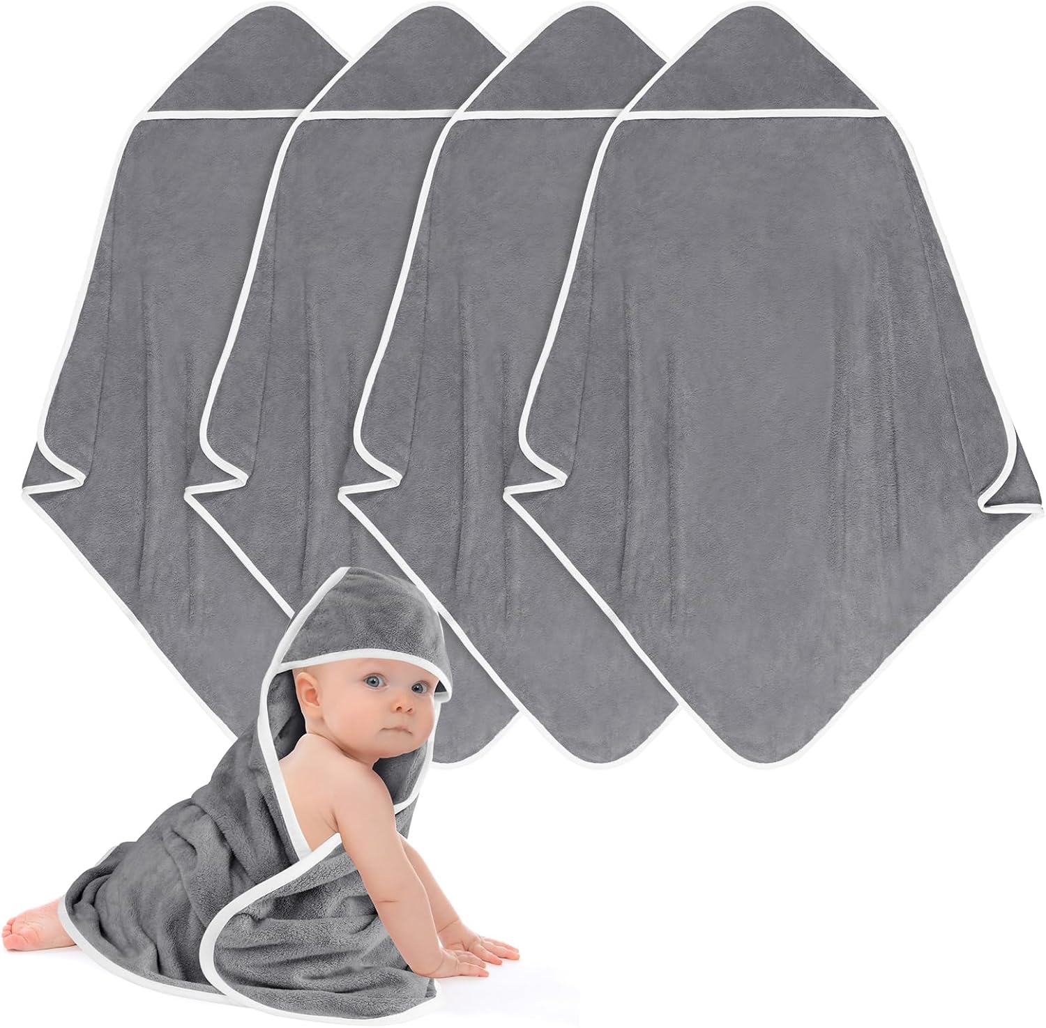 Read more about the article Hooded Towel for Newborns, 4 Pack Soft Coral Fleece Baby Towels, Ultra Absorbent Bath Cloths Bulk for Infants, Toddlers, Newborn Essential- 30 x 30 inch – Grey