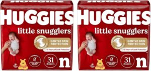 Read more about the article Huggies Little Snugglers Baby Diapers, Size Newborn (up to 10 lbs), 31 Ct, Newborn Diapers (Pack of 2)