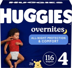 Read more about the article Huggies Size 4 Overnites Baby Diapers: Overnight Diapers, Size 4 (22-37 lbs), 116 Ct (2 Packs of 58)