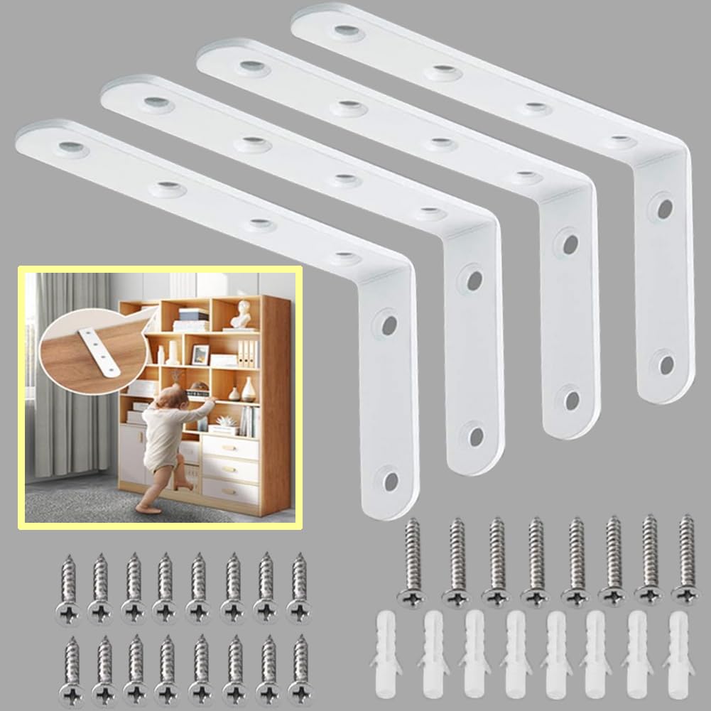 Read more about the article Wall Anchors for Furniture 4 Pack, Baby Safety Anti Tip Kit for Baby Proofing Secure 800 lbs Bookcase Dresser to Wall,Furniture Anchors Prevention Device for Children Beautiful White Color