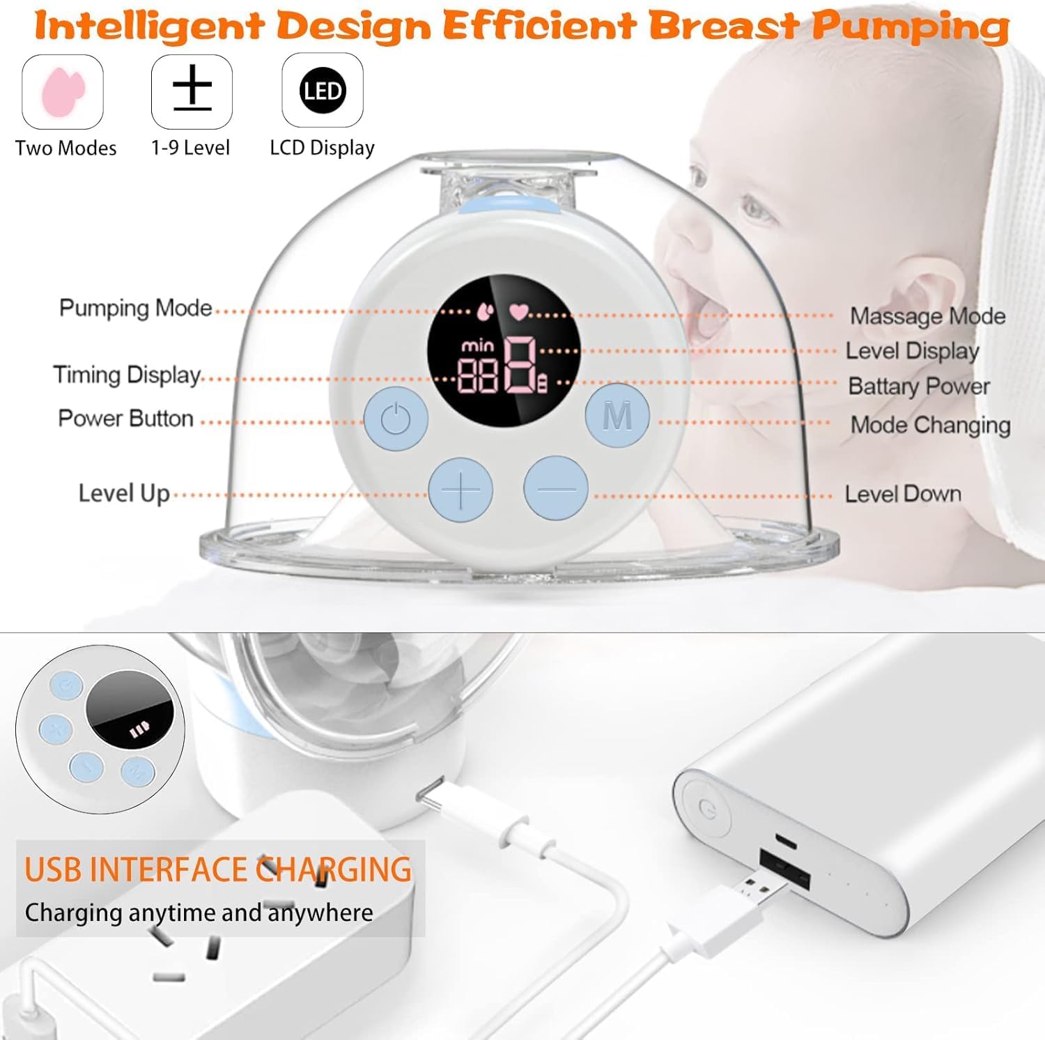Read more about the article Wearable Breast Pump,Portable Hands Free Breast Pump with LCD Display, 2 Modes & 9 Levels of Suction, Memory Function, Handsfree & Painless,24mm Flange (Sky Blue)