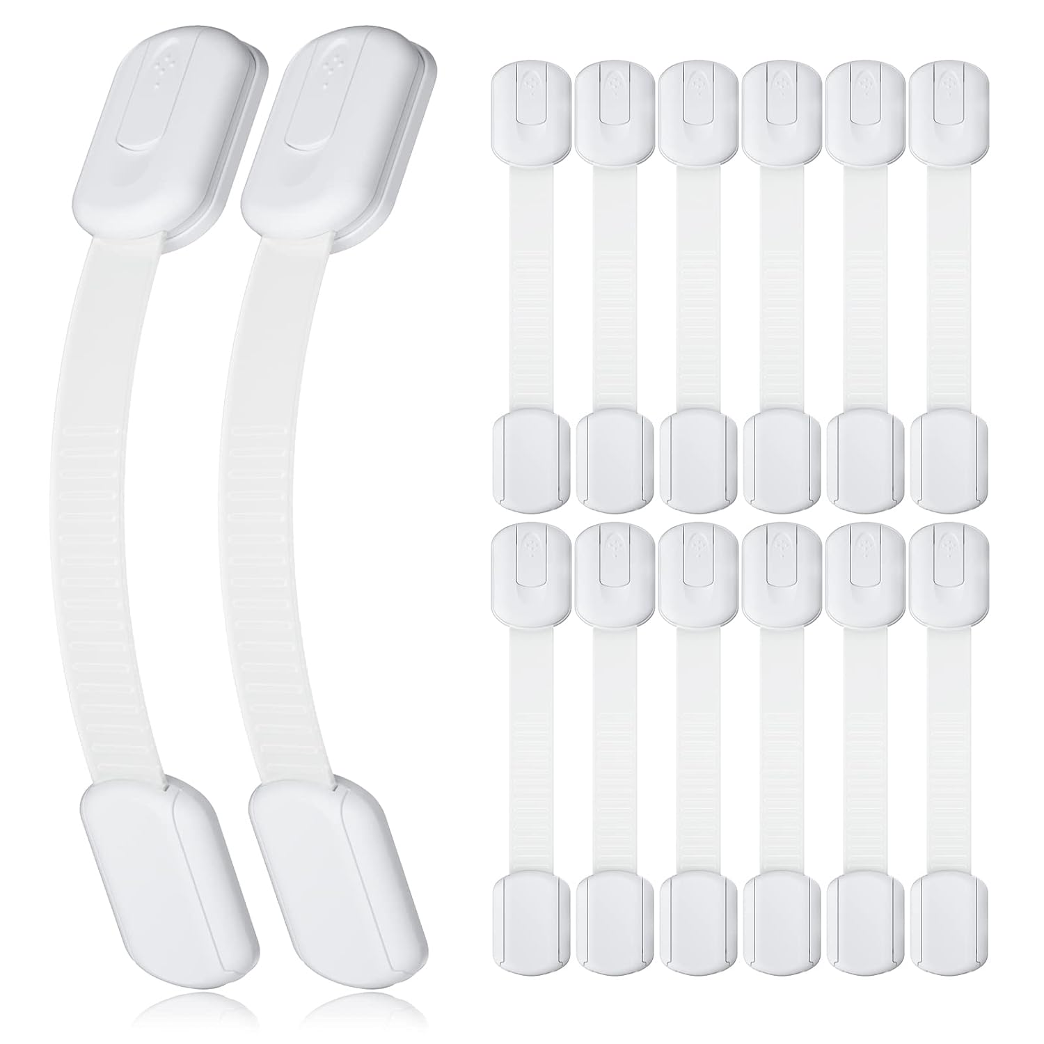 Read more about the article 4our Kiddies 14 Pack Baby Proof Cabinet Latches, Childproof Drawer Latches with 12 Extra 3M Adhesives, Adjustable No Drilling Child Safety Cabinet Locks Straps Baby Drawer Locks for Kids Baby Safety