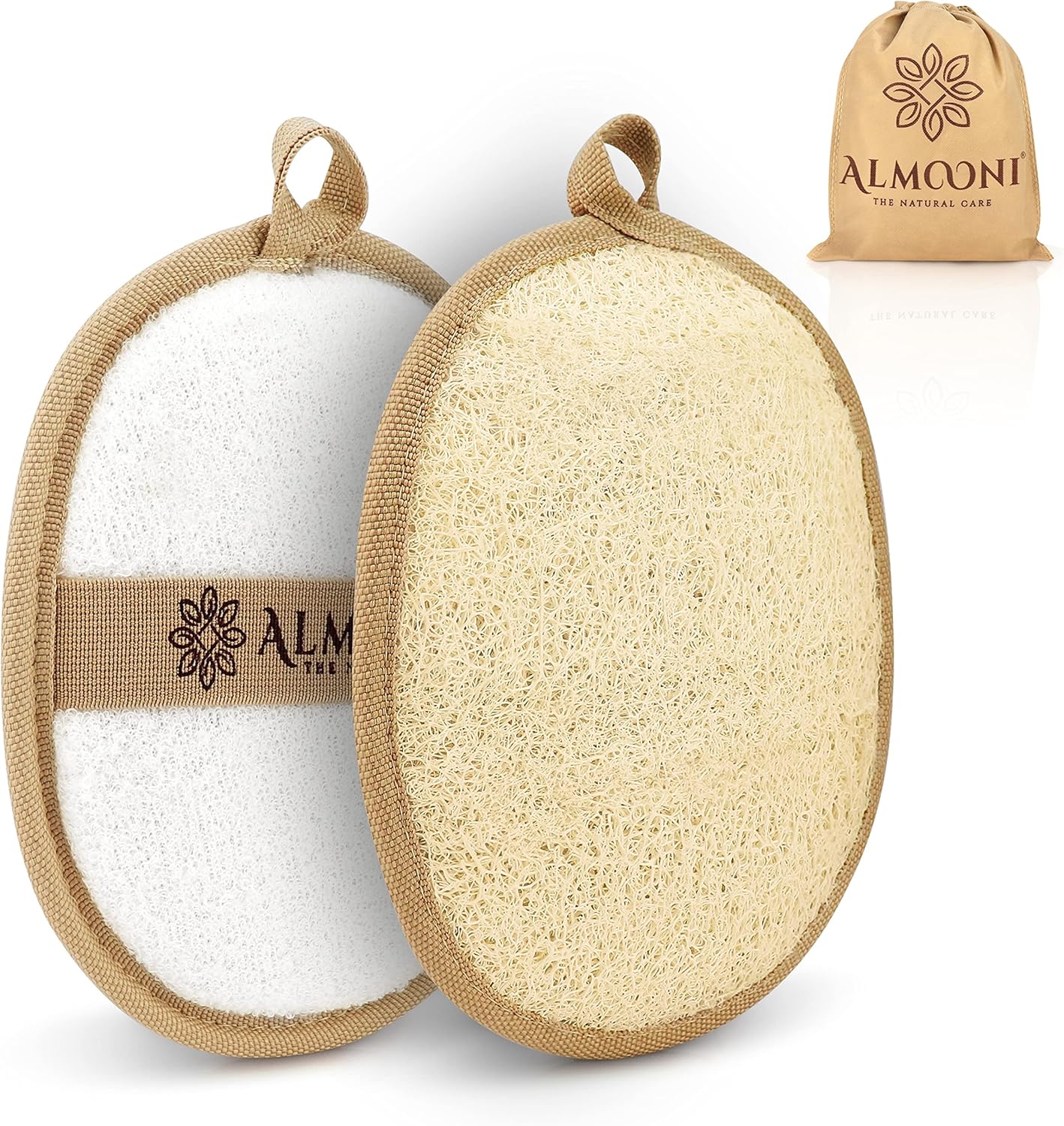 Read more about the article Almooni Natural Loofah Exfoliating Body Scrubber, Made with Natural Egyptian Shower Loofah Sponge, Bath Shower Loofah Sponge for Women and Men, for Face and Body That Gets You Clean – 2 Count (1 Pack)