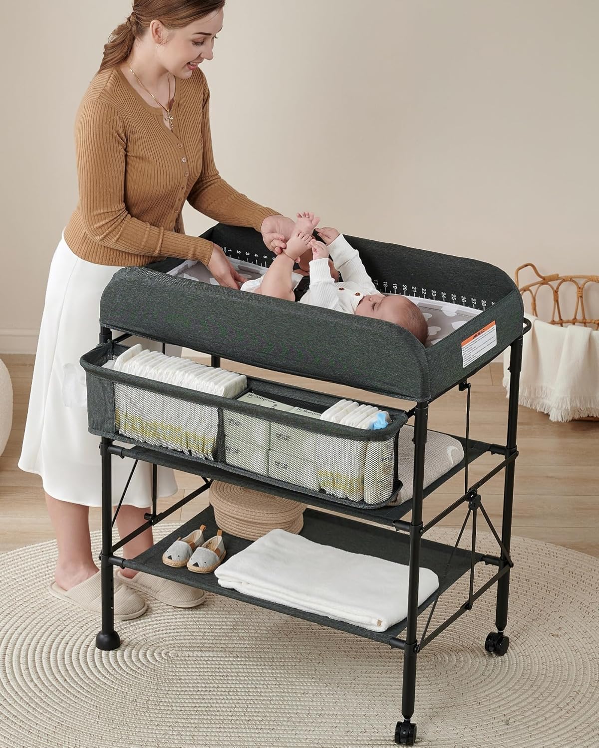 Read more about the article BEKA Diaper Changing Station, Portable Changing Table for Baby, Waterproof, Folding Portable Changing Station, Adjustable Height w/Organizer, Mobile Nursery Diaper Changing Table for Baby, Newborn