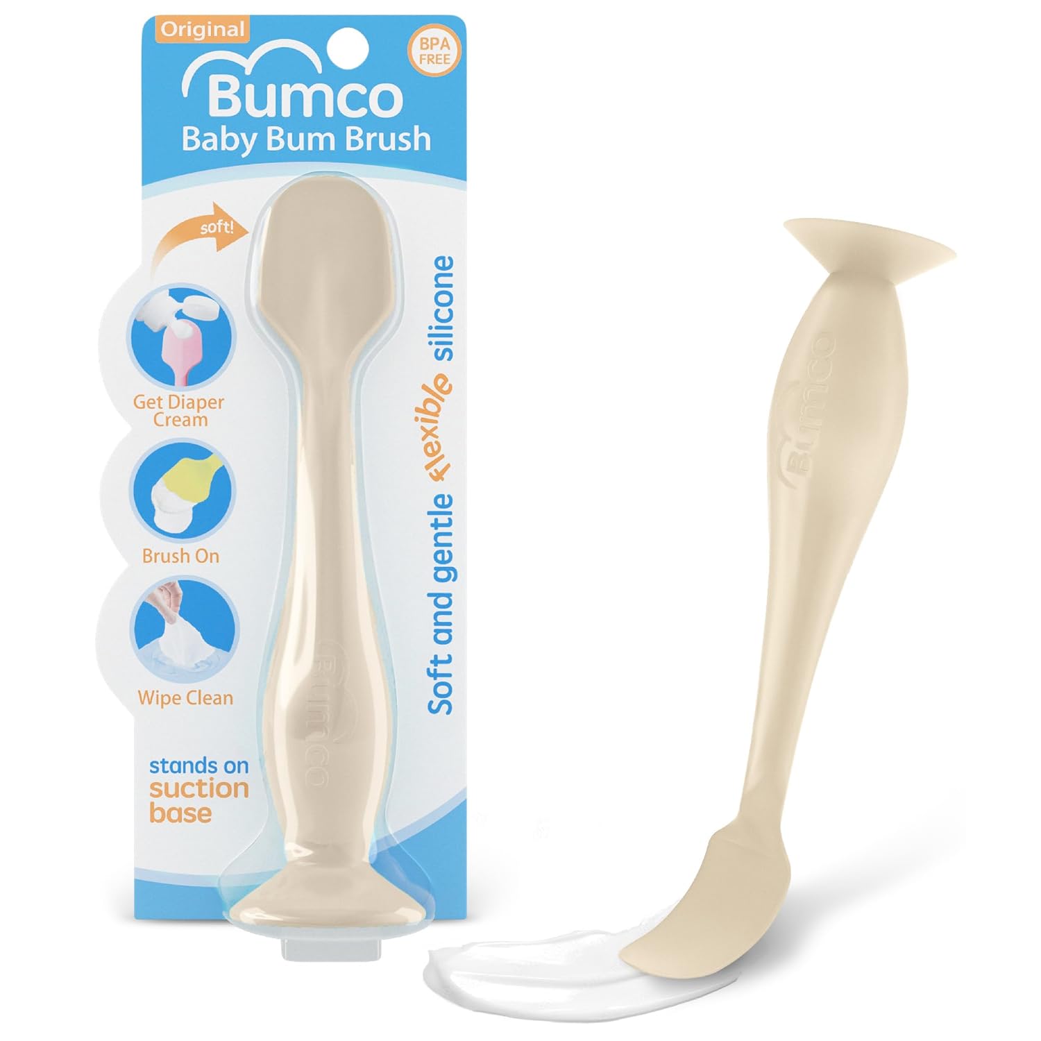 Read more about the article Baby Bum Brush – BPA-Free Diaper Cream Spatula with Suction Cup Base, Soft & Flexible Silicone, Wipe-Clean, Mom-Invented Diaper Bag Essentials (Beige)