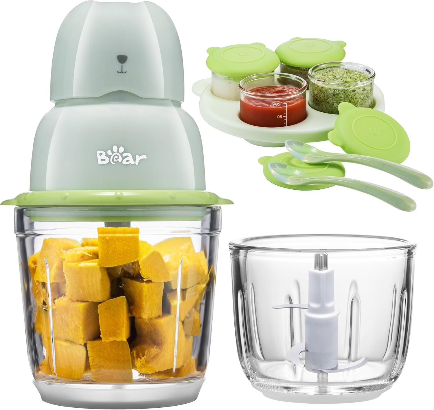 Read more about the article Baby Food Maker, Baby Food Processor Set for Fruit, Vegetable, Meat, Baby Food Puree Blender with 2 Glass Bowls (0.6L+0.3L), Baby Food Containers, Baby Spoons