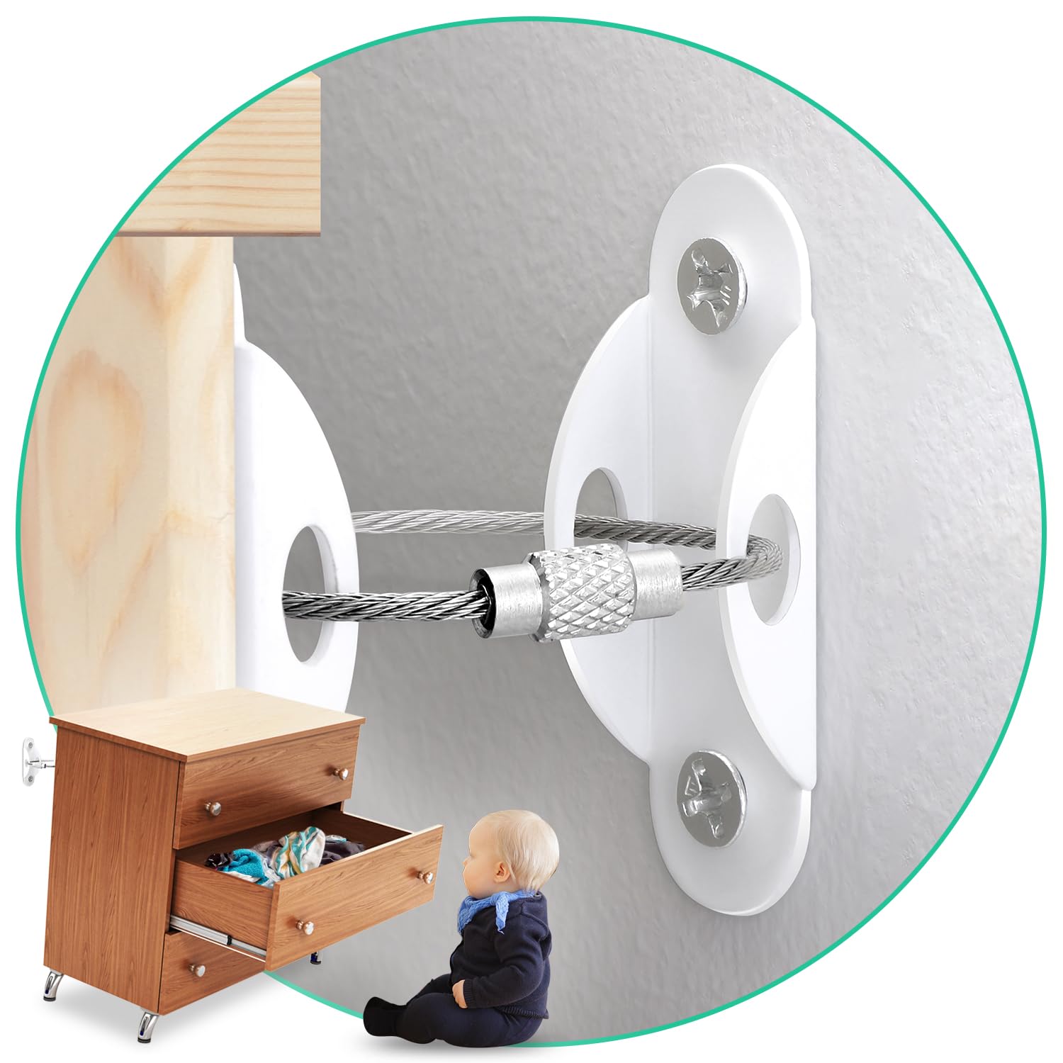 Read more about the article Baby proofing kit Wall Anchors, Baby Safety Products Furniture Anchors, Kids Furniture Anchors for Baby proofing, Child Proof Anti tip Furniture Anchors to Wall, Earthquake Straps(10 Pack)