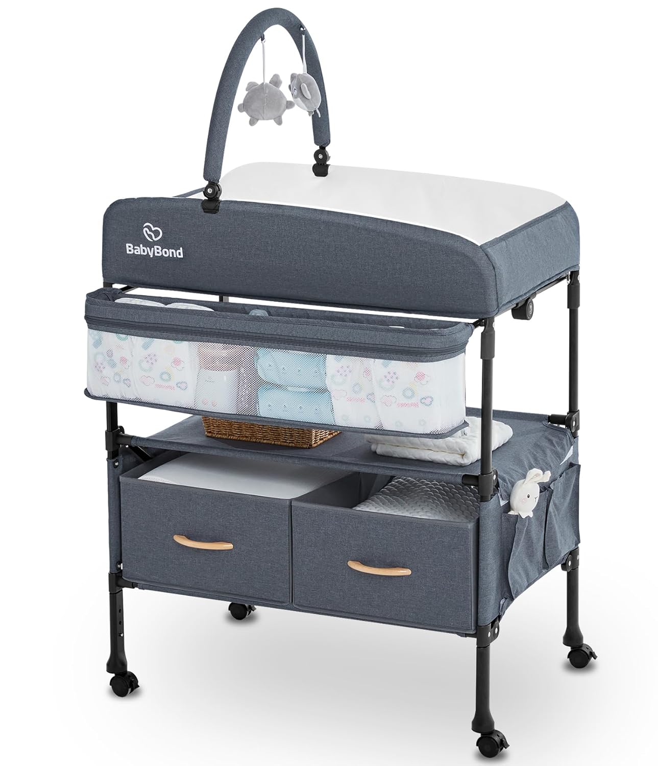 Read more about the article BabyBond Portable Baby Changing Table with 2 Storage Baskets, Foldable Diaper Changing Table Dresser Waterproof Height Adjustable Changing Station for Infant and Newborn(Grey)