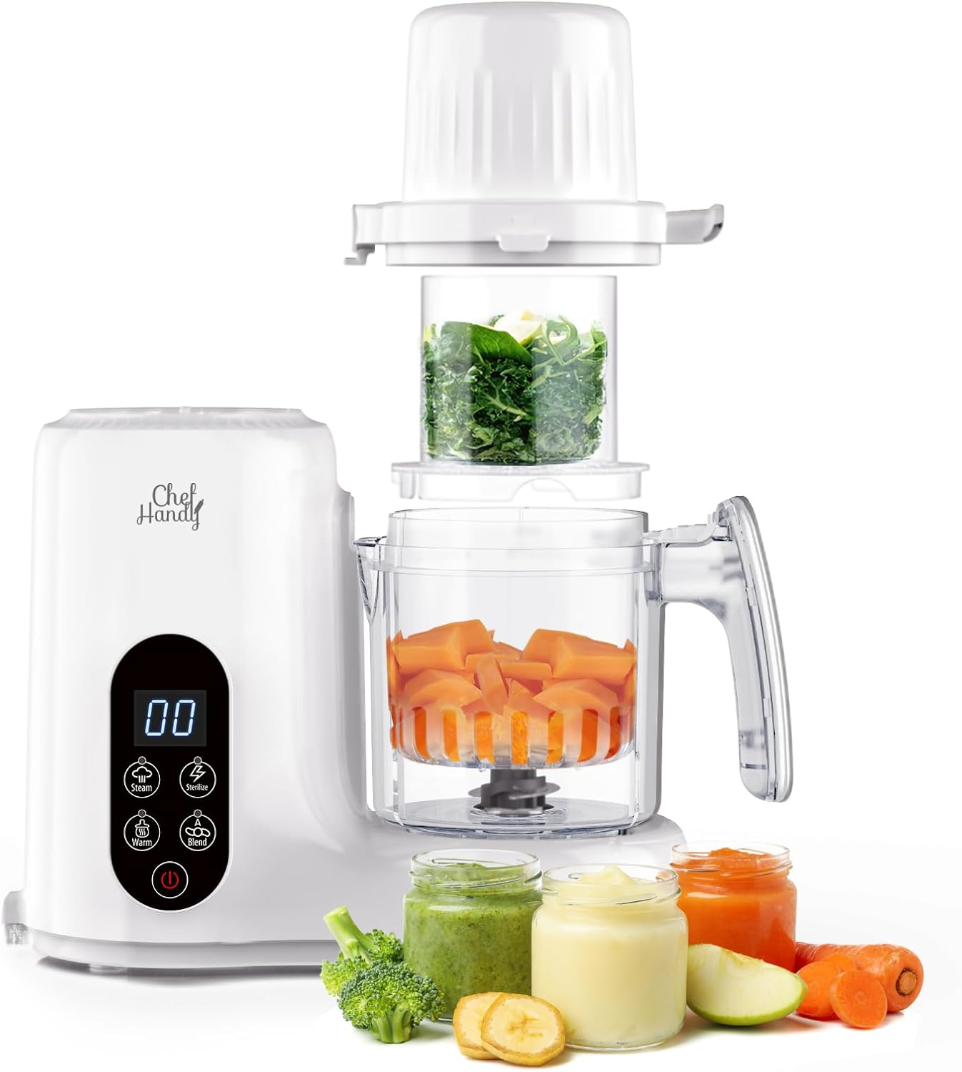 Read more about the article Chefhandy Baby Food Maker, Baby Food Processor, 5 in 1 Baby Puree Maker with Two Layer Steaming Baskets for Steamer,Blender,Bottle Warming Fuction, Auto Cooking & Grinding,Touchscreen Control, White