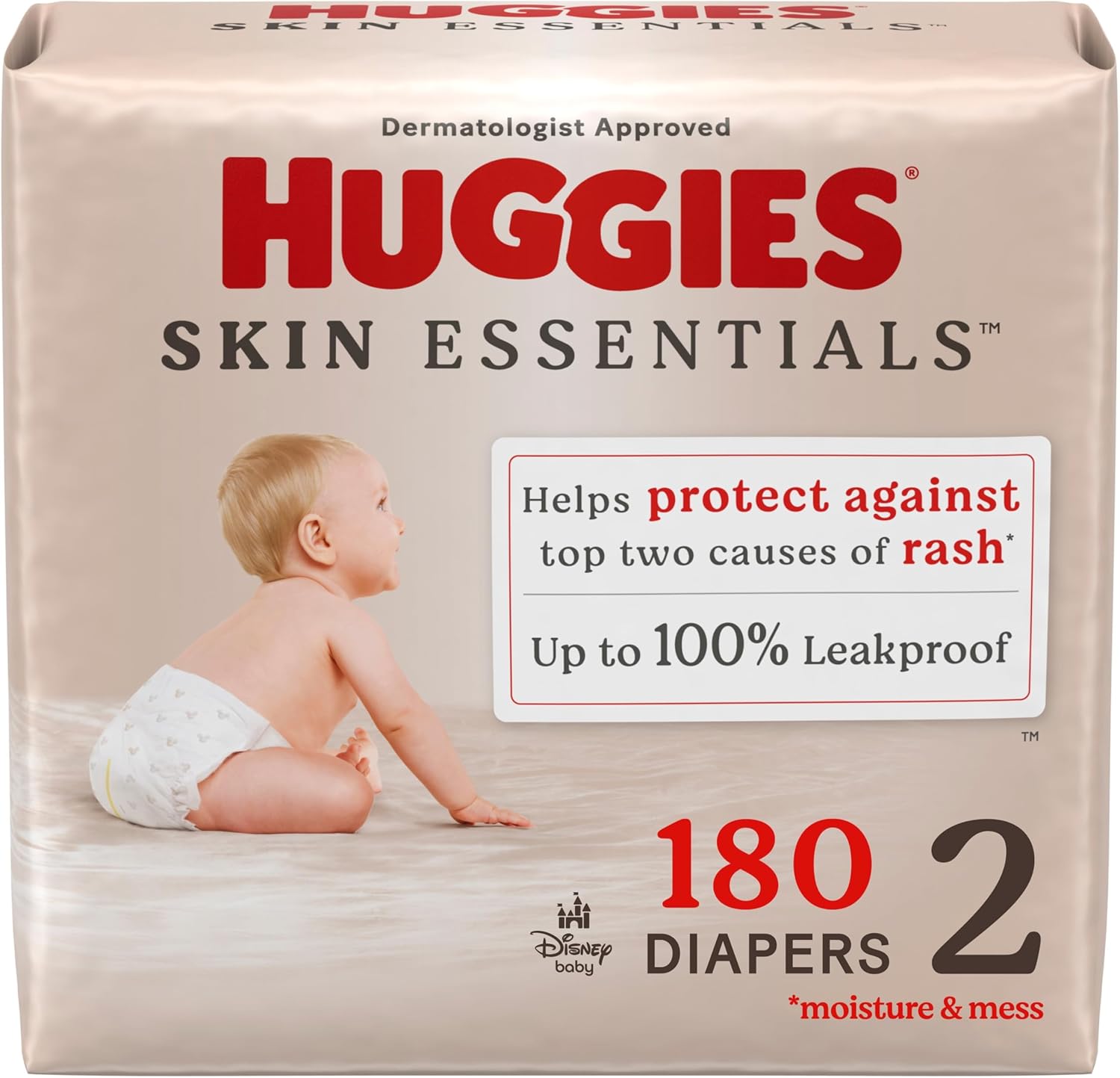Read more about the article Huggies Size 2 Diapers, Skin Essentials Baby Diapers, Size 2 (12-18 lbs), 180 Count (3 Packs of 60)